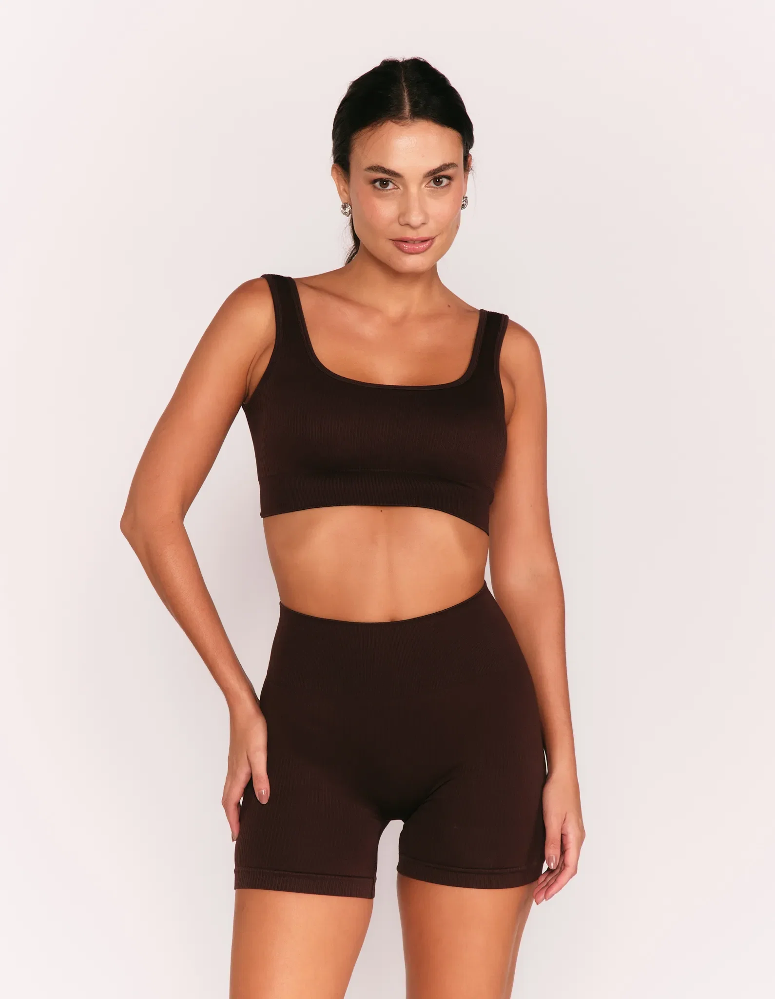 Top Alça Larga Seamless - Marrom — imagem 1