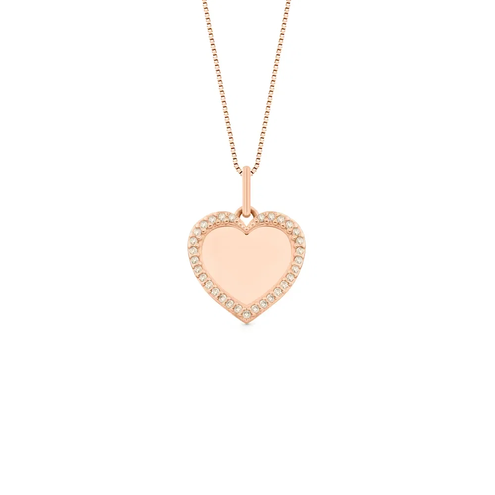 Pingente Personalizável Coração em Ouro Rosé 18k com Diamantes Brown, 16mm — imagem 1