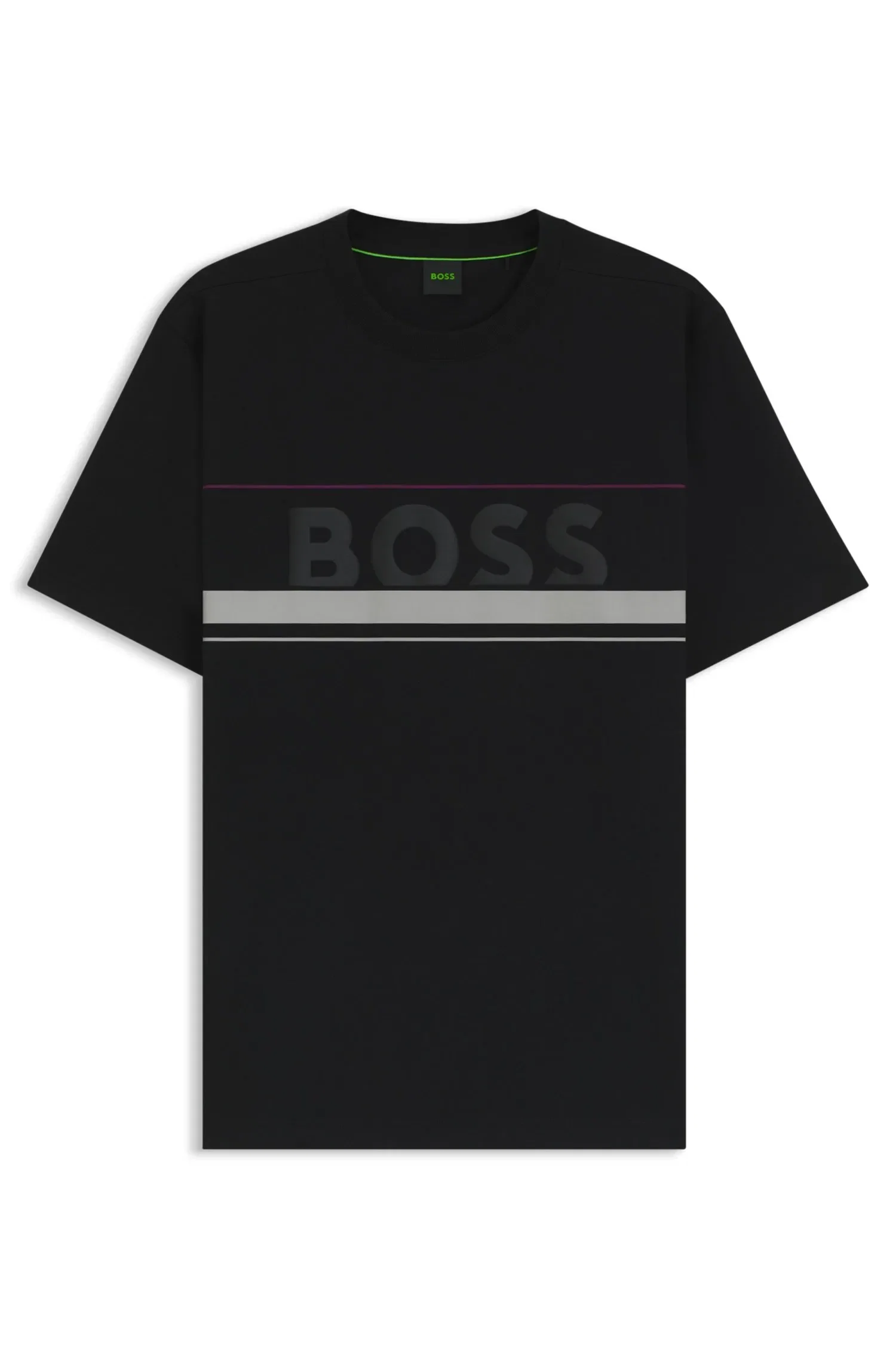 Camiseta em jersey de algodão com Listras e logo