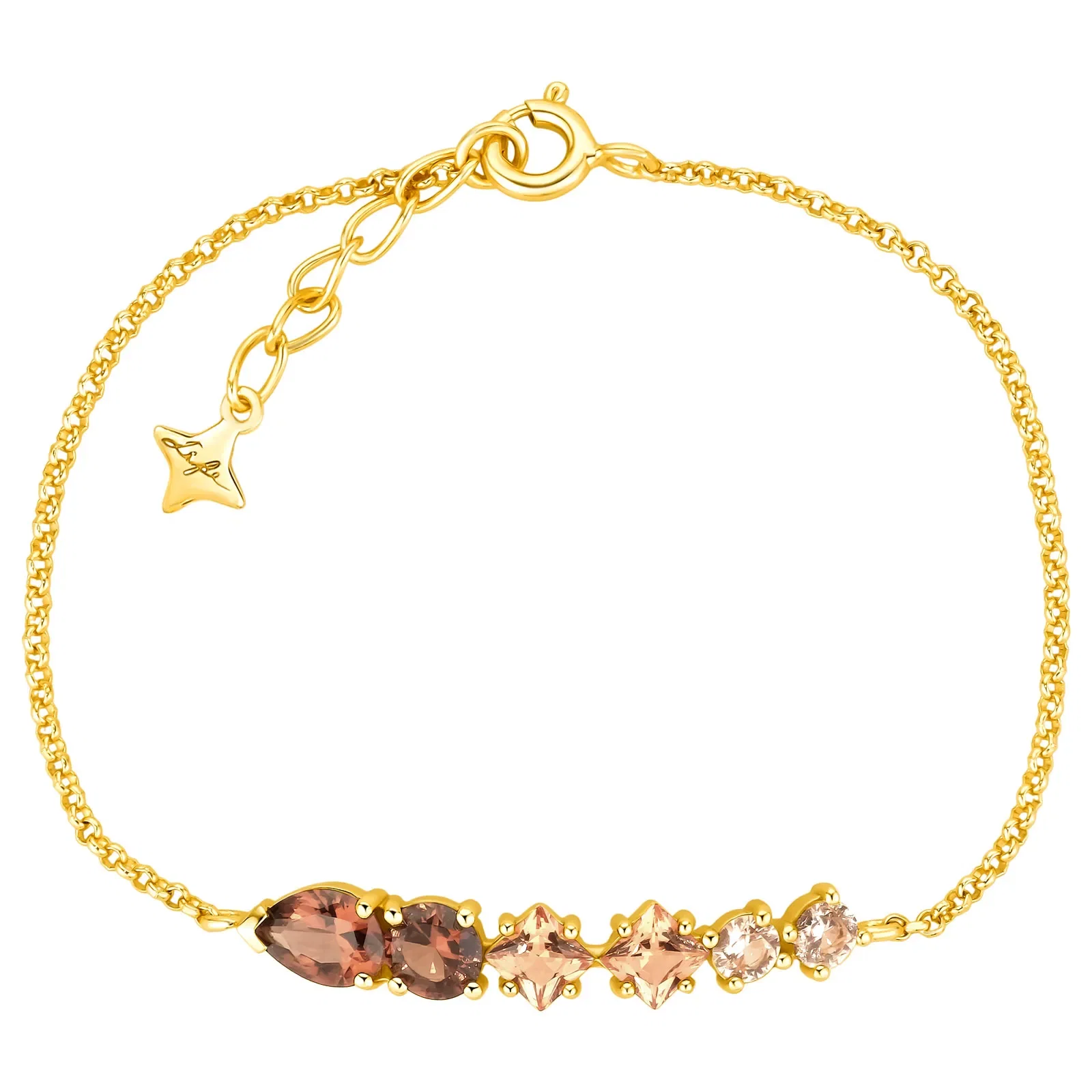 Pulseira Life Mocha em Prata 925 com Banho de Ouro Amarelo 18k, Pedras Marrons e Incolores — imagem 1