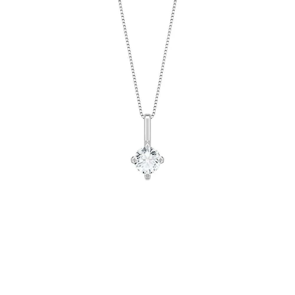 Pingente Solitário Classic em Ouro Branco 18k com 0,15ct de Diamante, 8mm — imagem 1