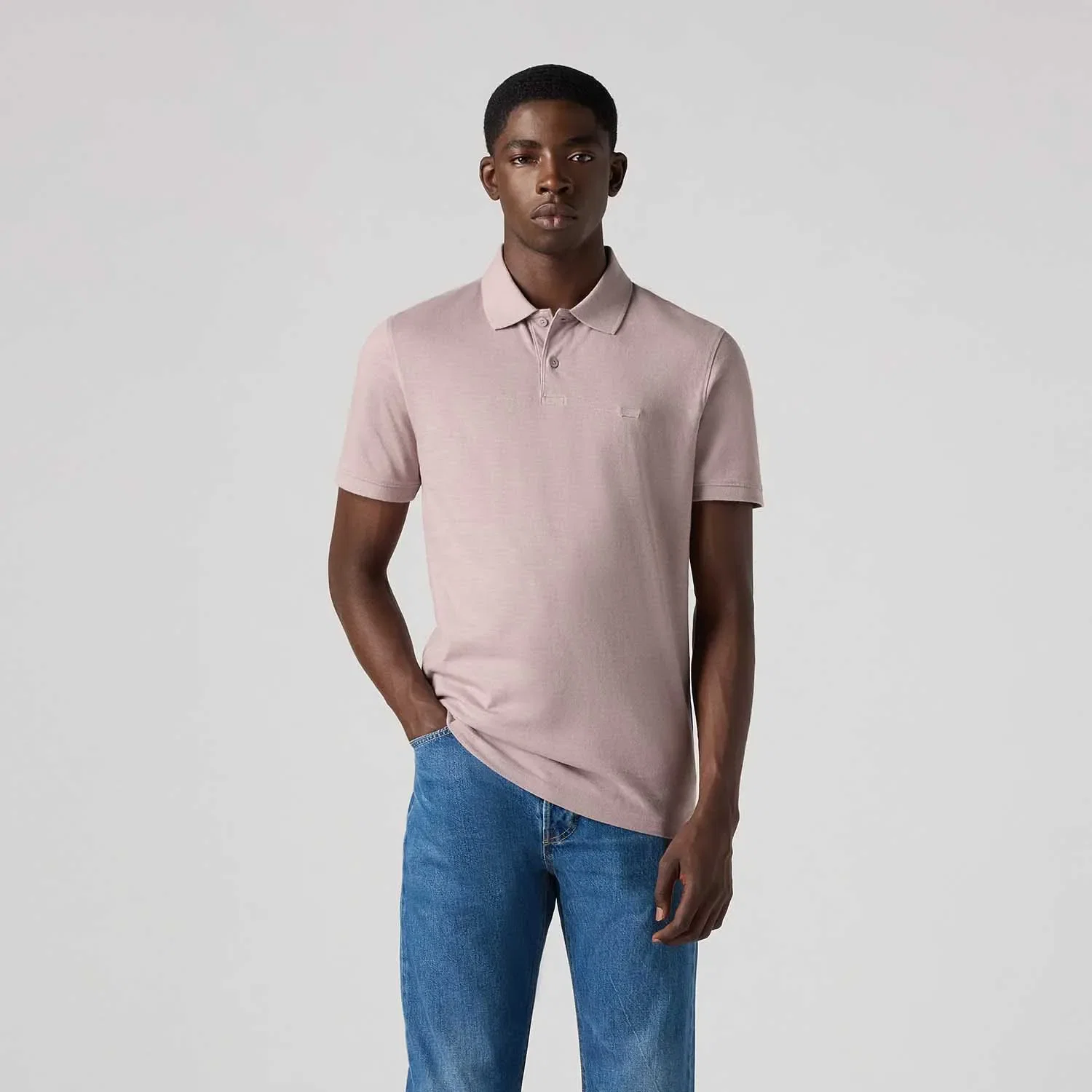 Camisa Polo Levi's® Slim Housemark Rosa Claro Manga Curta