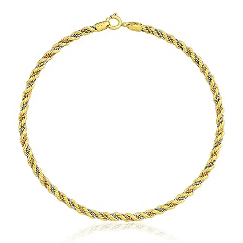 Pulseira Corda em Ouro Amarelo, Ouro Branco e Ouro Rosé 18k — imagem 1