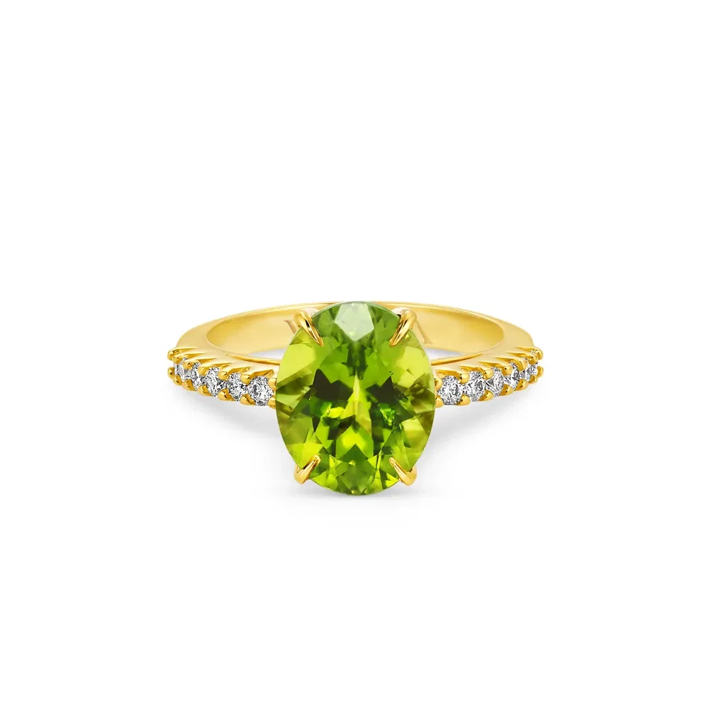 Anel Essenza em Ouro Amarelo 18k com Peridoto e Diamantes — imagem 1