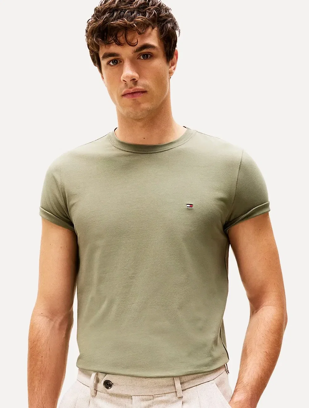 Camiseta Tommy Hilfiger Masculina Essential Cotton Verde Sálvia — imagem 1