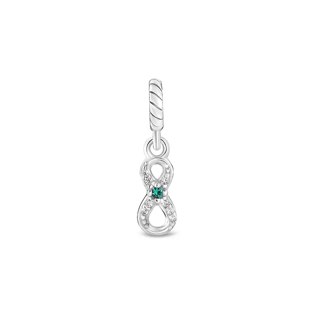 Pingente Life Patuás Infinito em Prata 925 com Pedras Verdes e Incolores — imagem 1