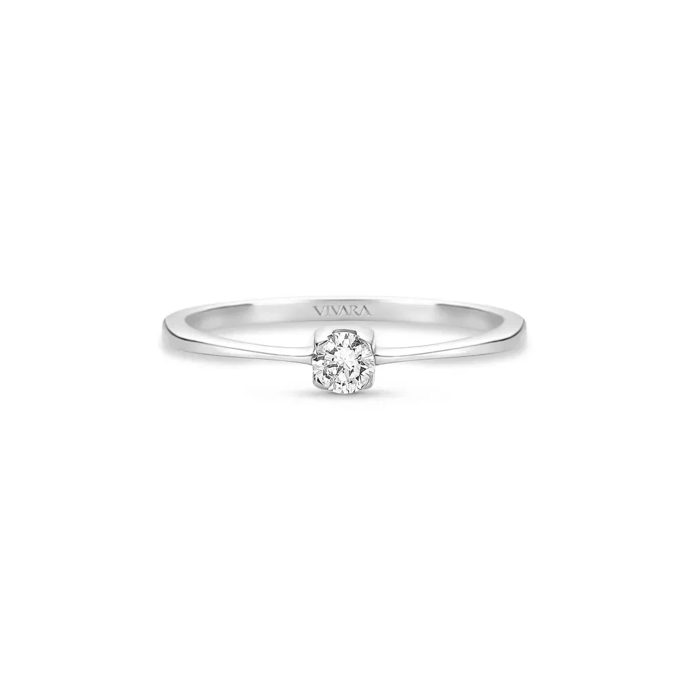 Anel Solitário Forever em Ouro Branco 18k com 0,15ct de Diamante