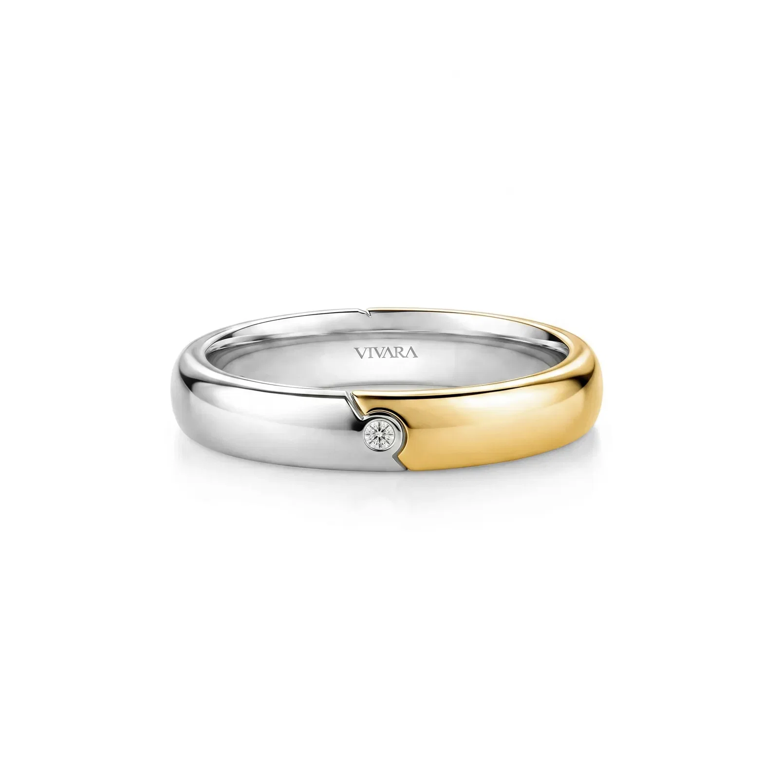 Anel Especial Date em Prata 925 e Ouro Amarelo 18k com Diamante 0,017ct, 4mm