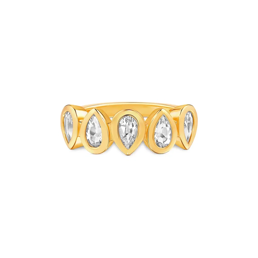 Anel Life Skyline II em Prata 925 com Banho de Ouro Amarelo 18k e Topázios Incolores — imagem 1