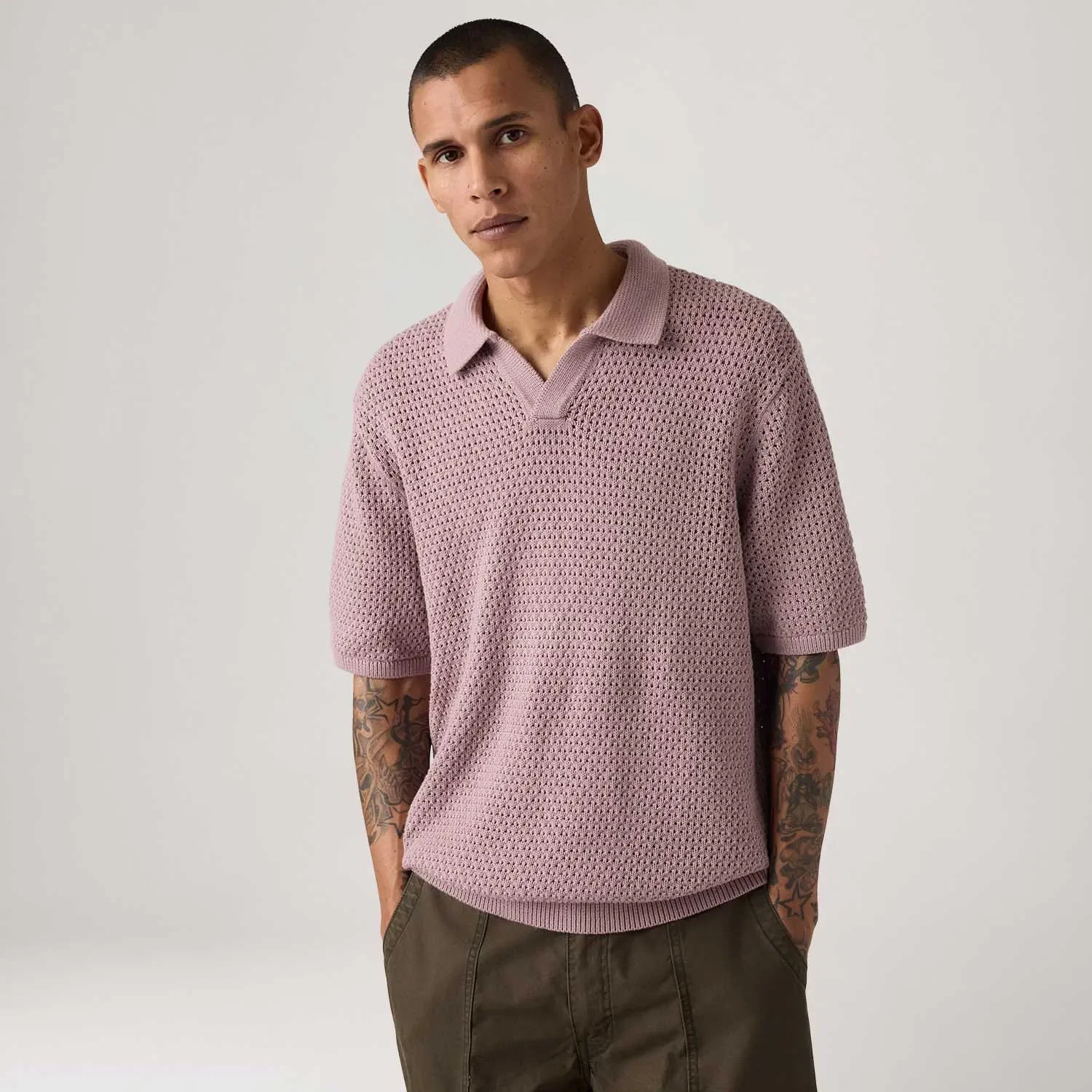 Polo Levi's® Dollon Open Collar Tricot Lilás Manga Curta — imagem 1