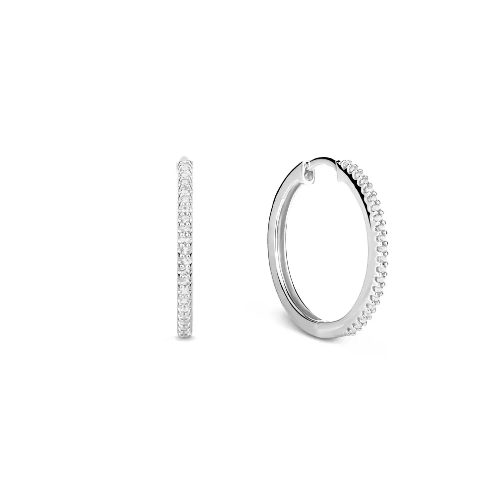 Argola Life Pavê em Prata 925 com Pedras Incolores, 18mm — imagem 1