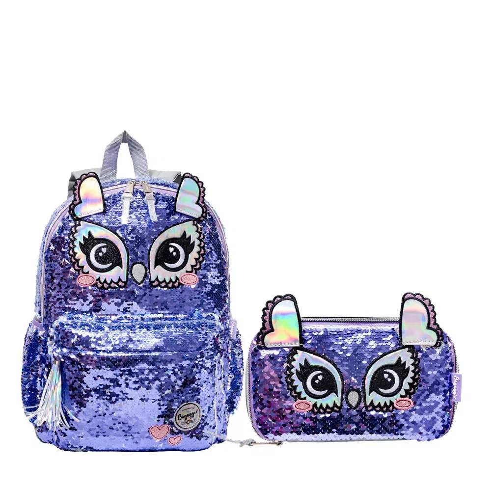Kit Coruja - Mochila e Estojo Roxo