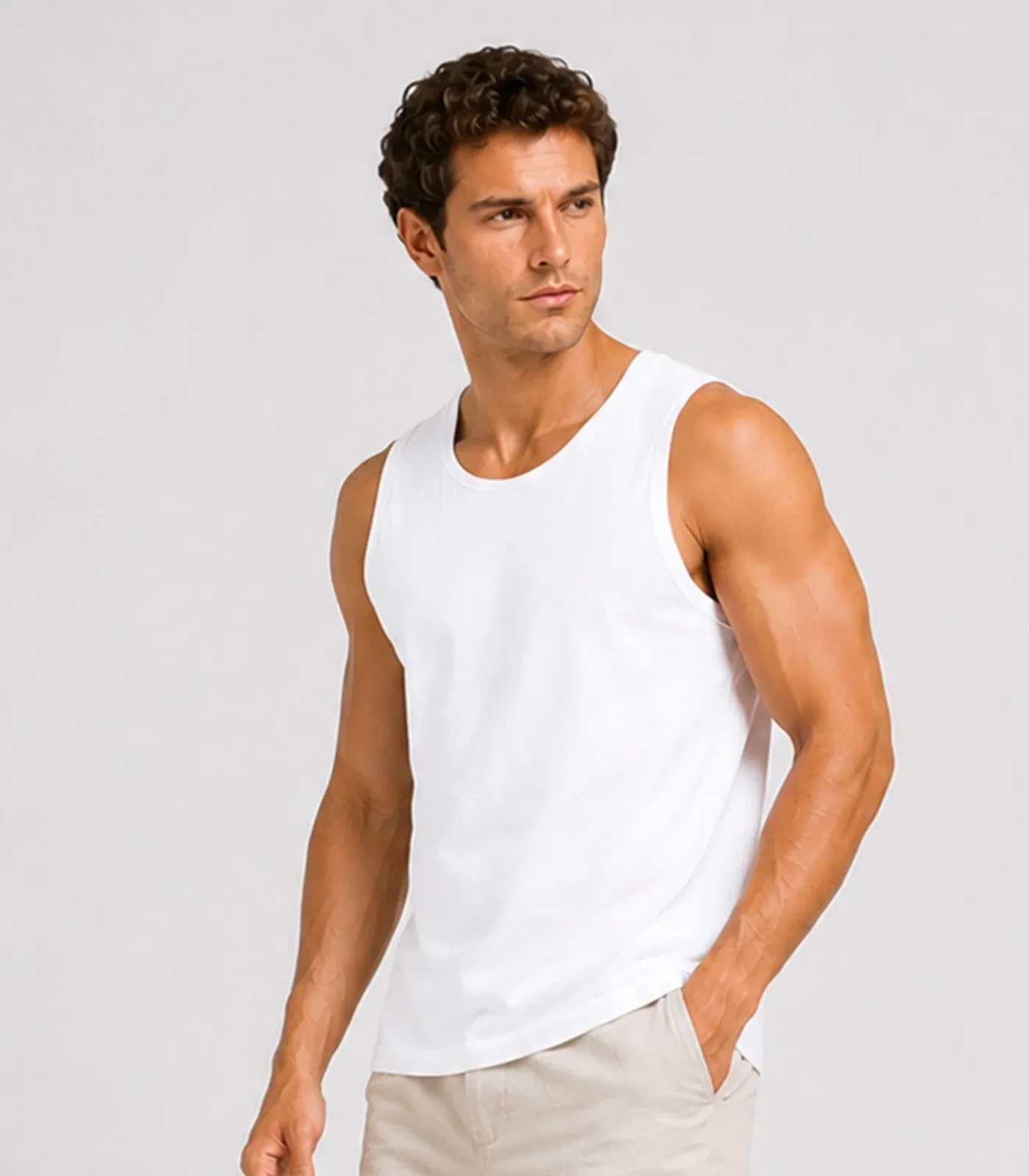 Regata Meia Malha Básica Masculina KO Branco