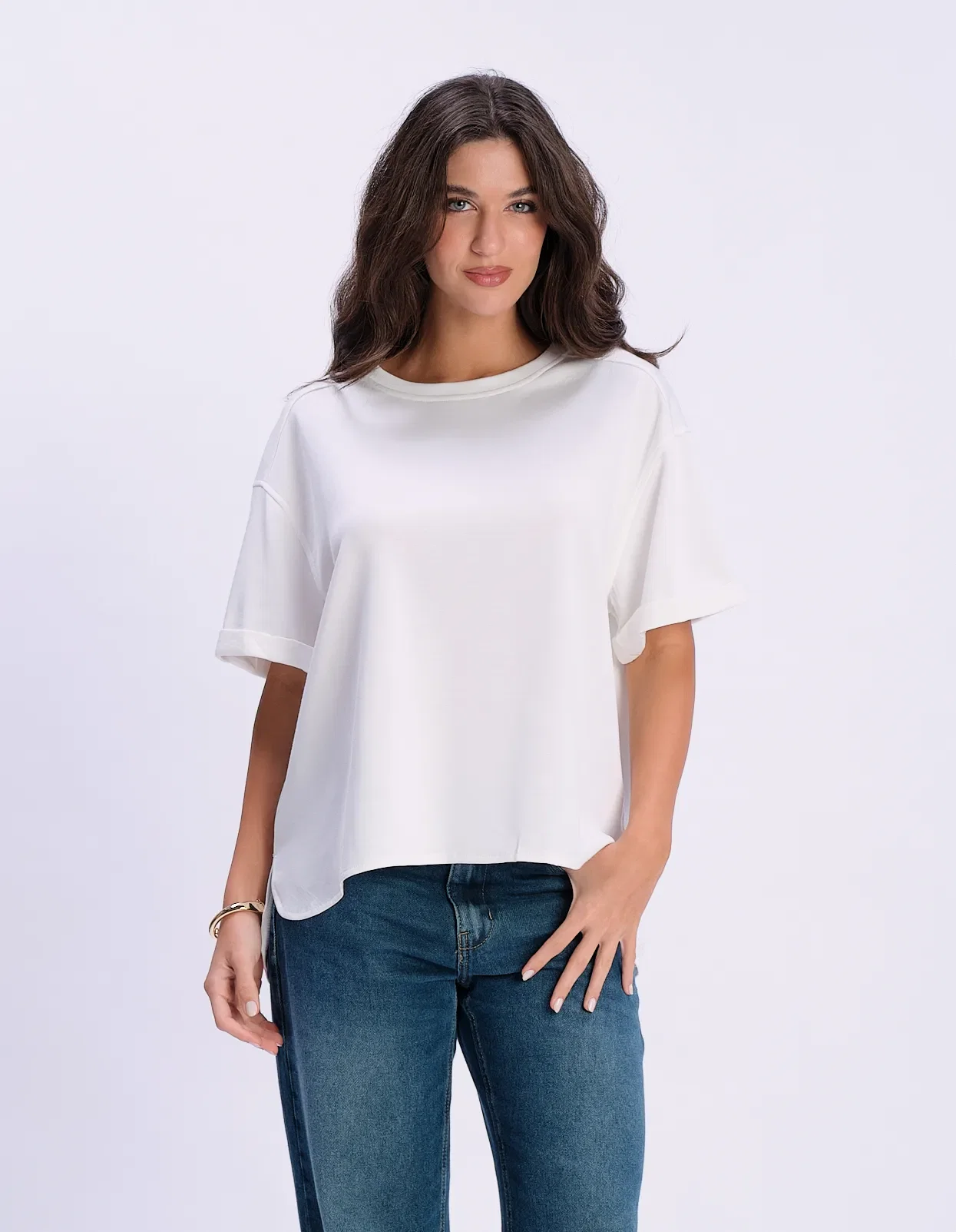 Blusa Ampla Decote Canoa - Branco