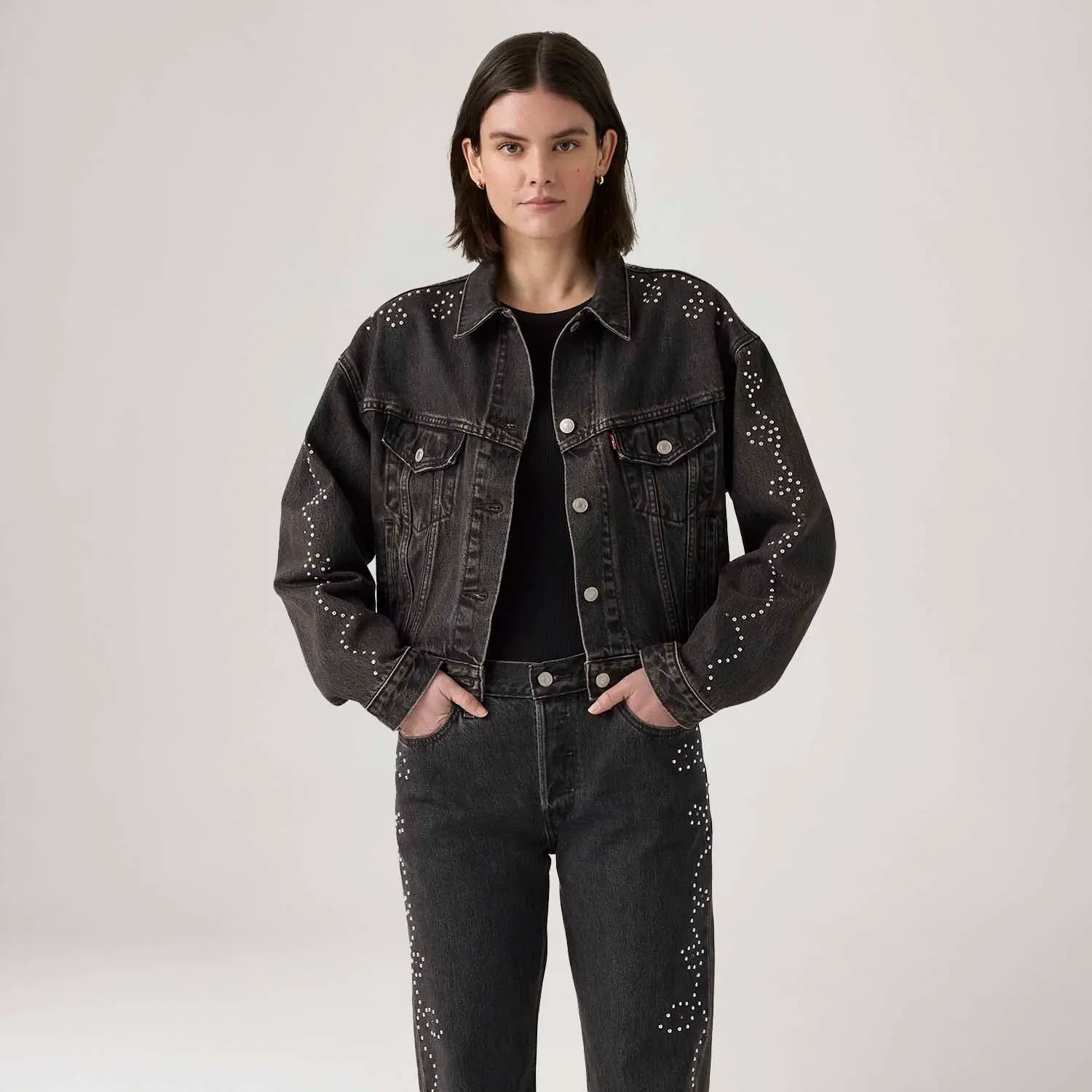 Jaqueta Jeans Levi's® Shrunken 90's Preta — imagem 1