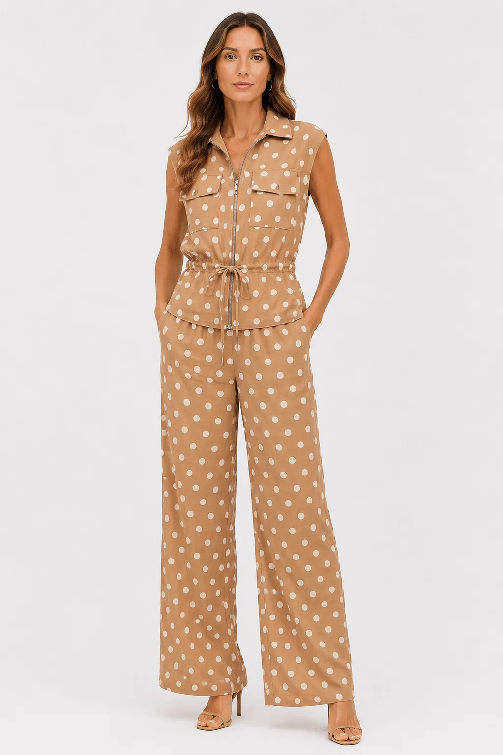 Calça Pantalona Poá - Marrom