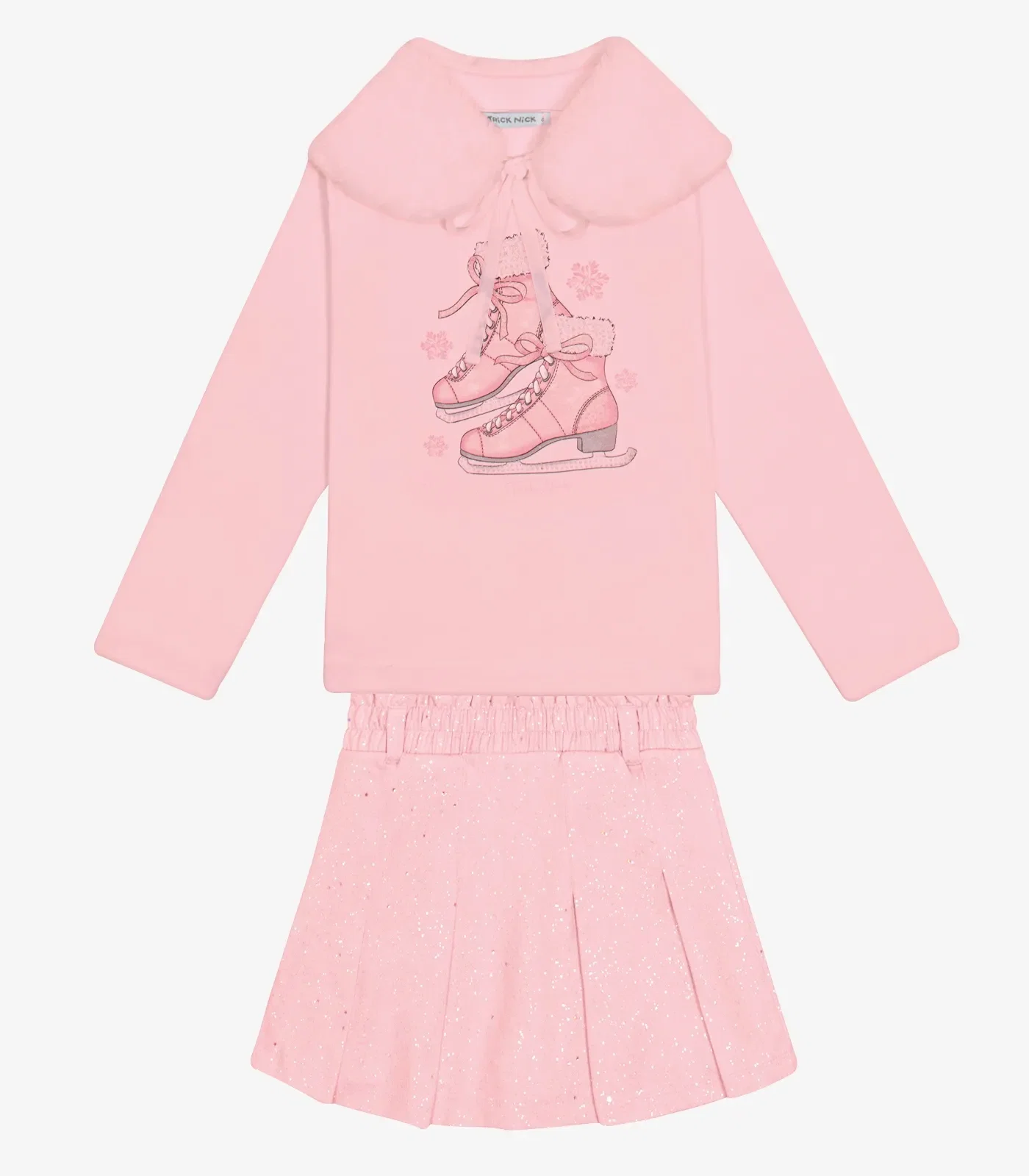 Conjunto Blusa com Gola e Saia Trick Nick Rosa
