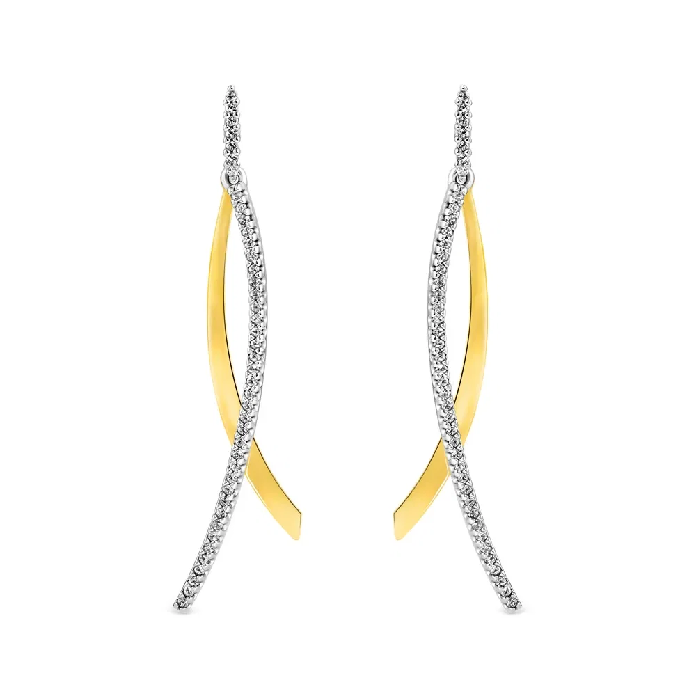 Brinco Bali em Prata 925 e Ouro Amarelo 18k com Topázios Incolores — imagem 1
