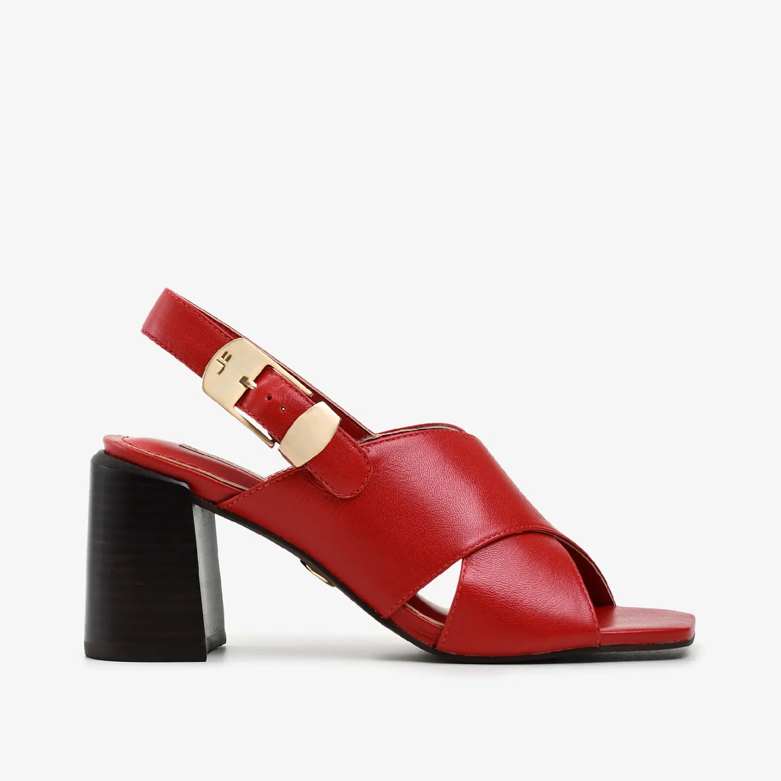Sandália Salto Bloco Vermelho Cereja Couro — imagem 1