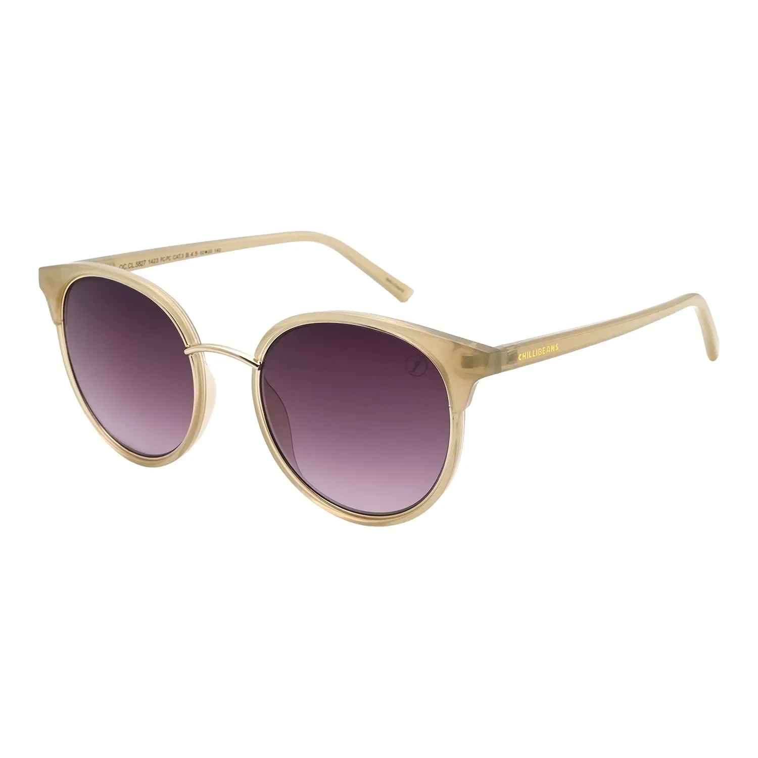 Óculos de Sol Feminino Chilli Beans Redondo Bege — imagem 1