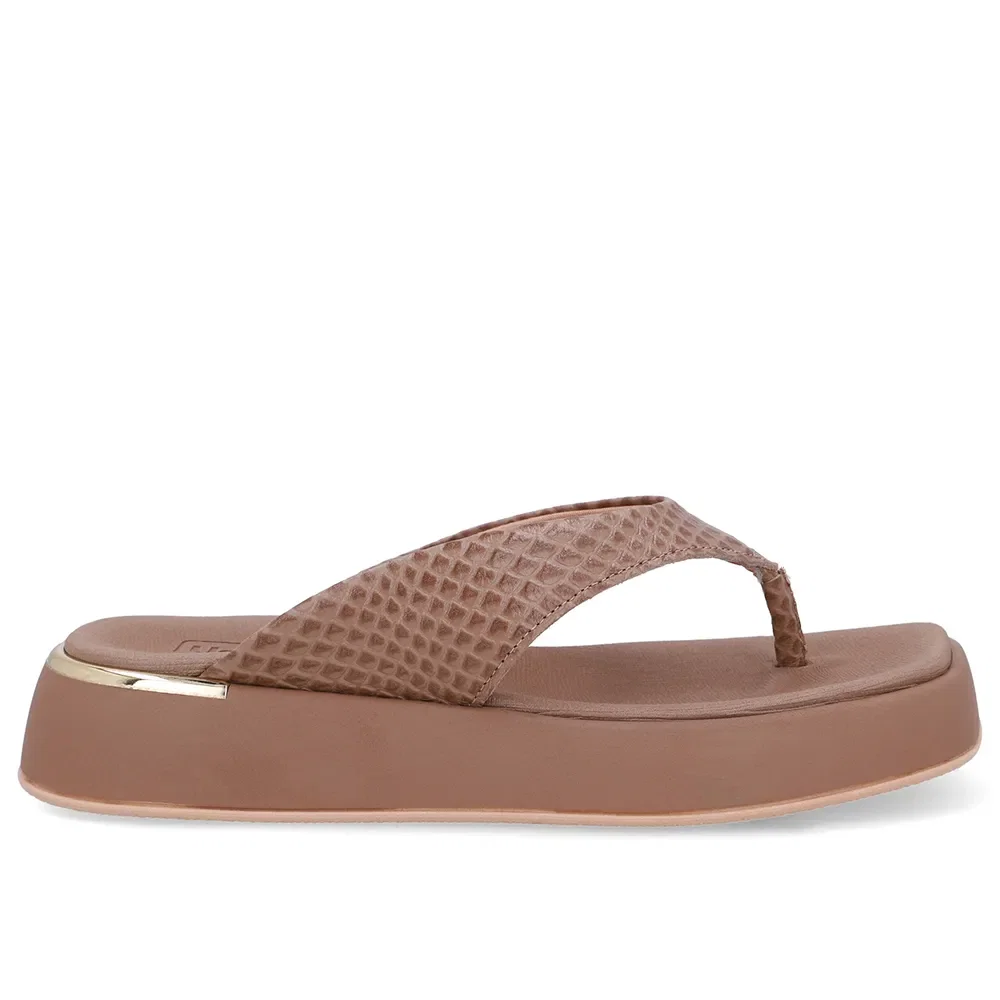 Chinelo Plataforma Couro Marrom Fendi — imagem 1