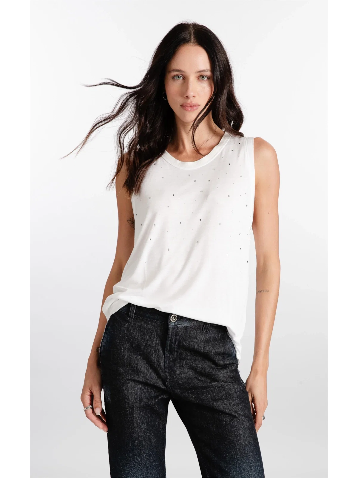 Blusa Visco Shine Hotfix Off White