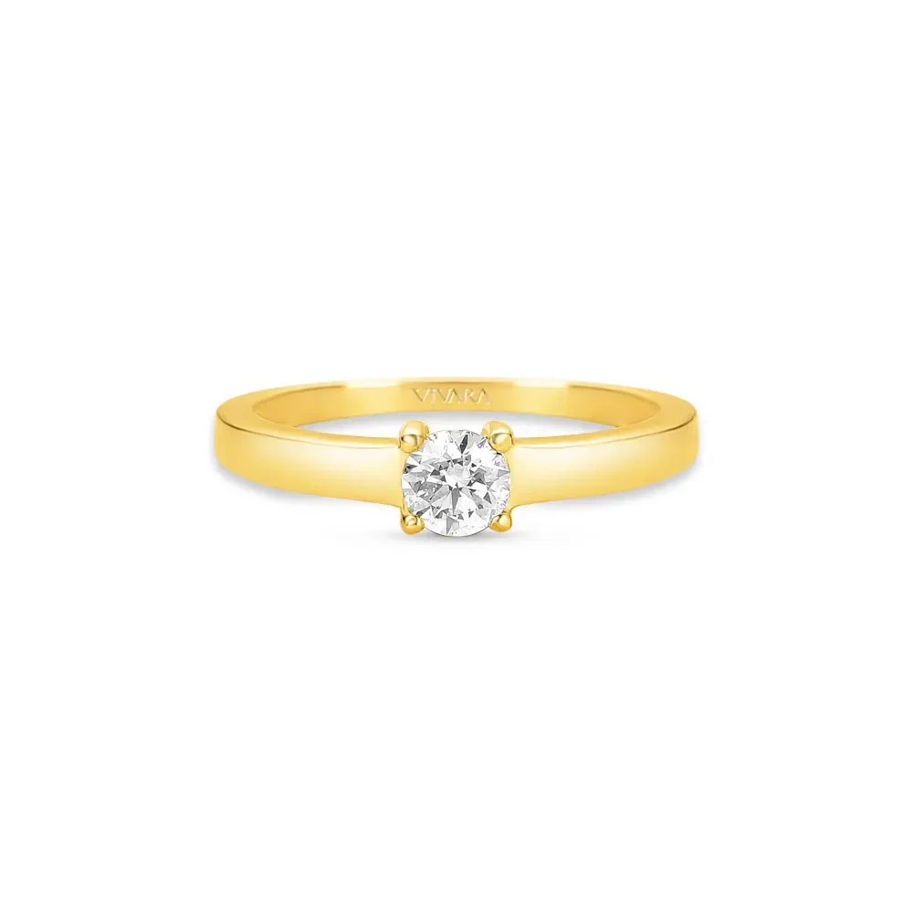 Anel Solitário Forever em Ouro Amarelo 18k com 0,32ct de Diamante