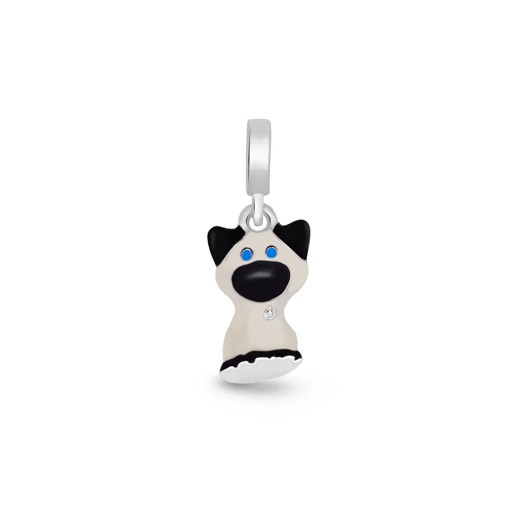 Pingente Life Animal Gato Siames em Prata 925 com Esmalte — imagem 1