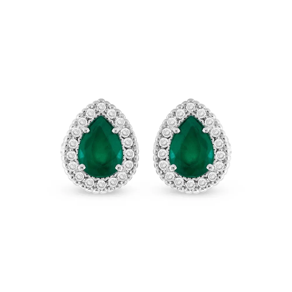 Brinco Classic Oriental em Ouro Branco 18k com Esmeralda e Diamantes — imagem 1