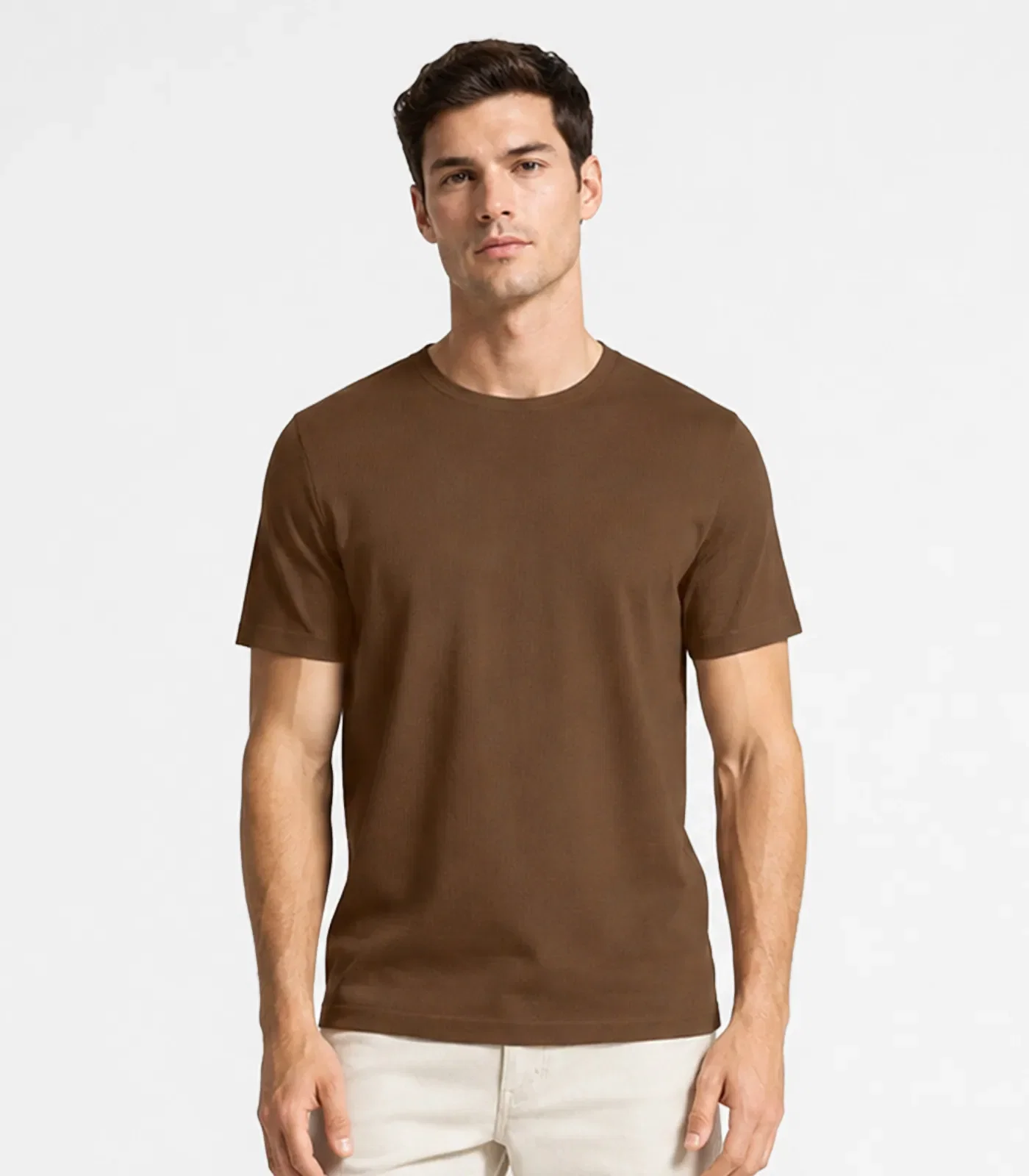 Camiseta Masculina Básica Select Bege — imagem 1