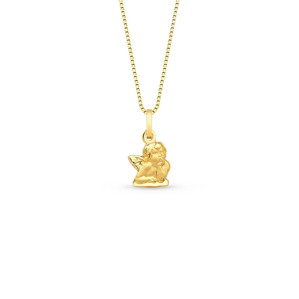 Pingente Medalha Anjo da Guarda em Ouro Amarelo 18k, 14mm