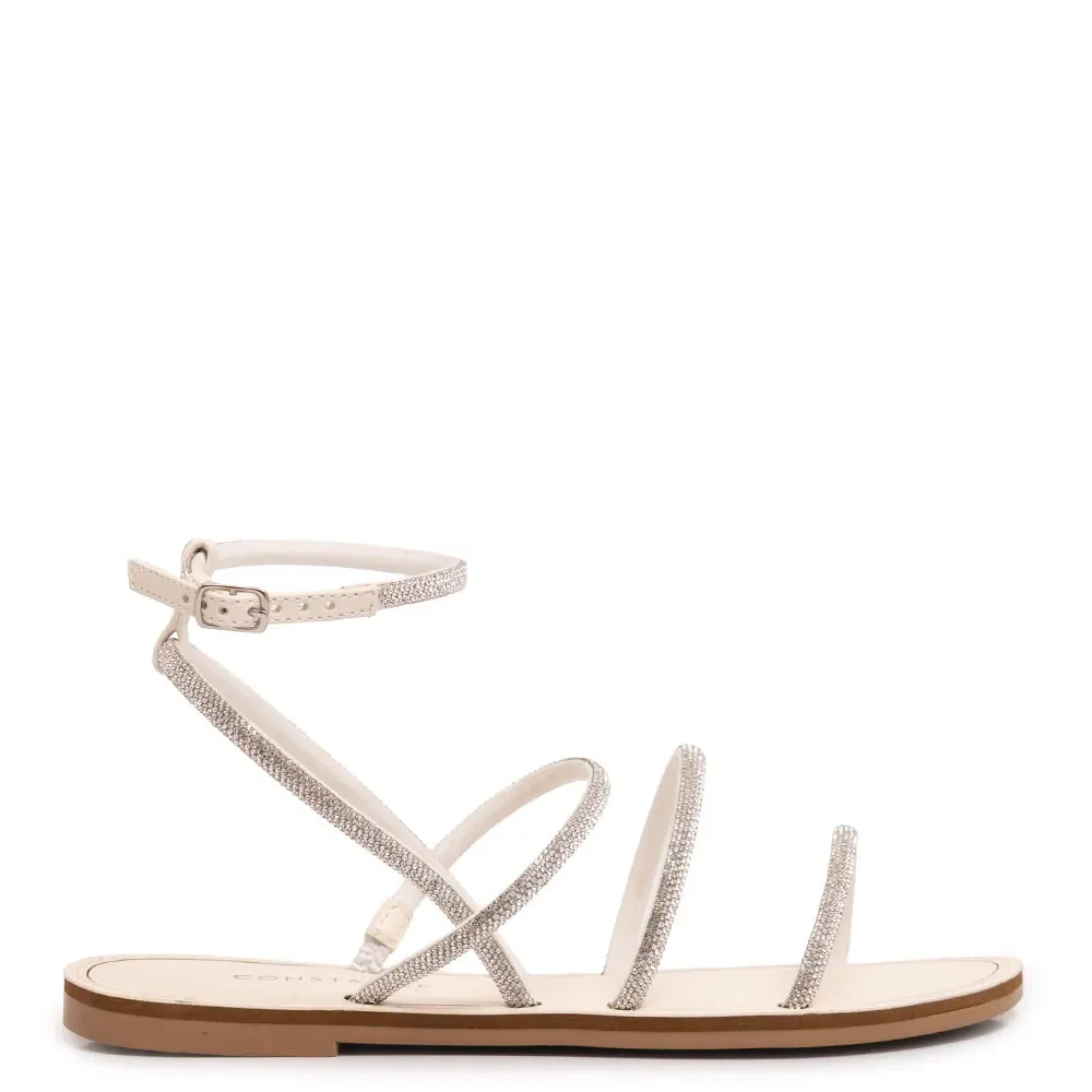 Rasteira Branca Strass
