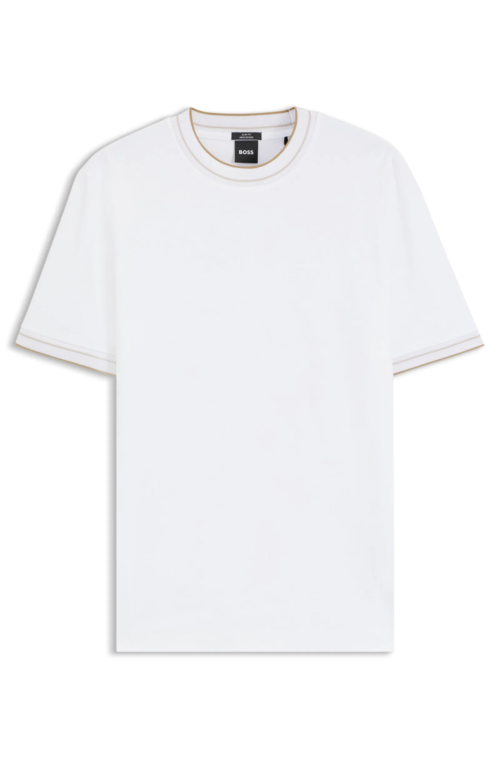 Camiseta De Algodão Com Ajuste Slim E Gola Redonda