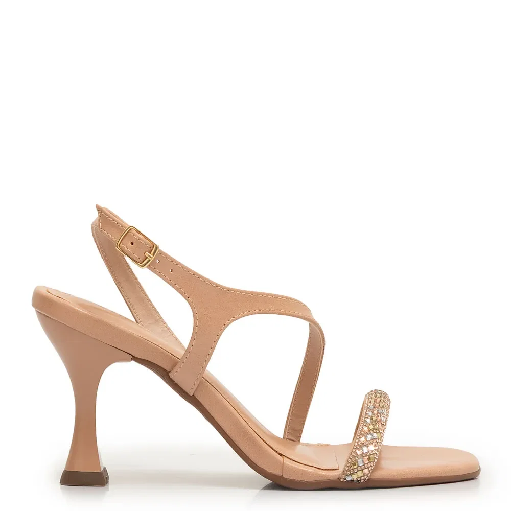 Sandália Nude Strass