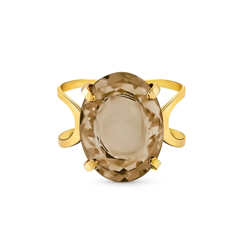 Anel Gold Stone em Ouro Amarelo 18k com Quartzo Fumê — imagem 1