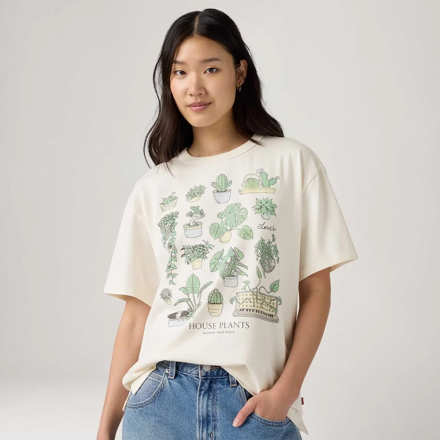 Camiseta Levi's® Graphic Tabor Off White Manga Curta — imagem 1