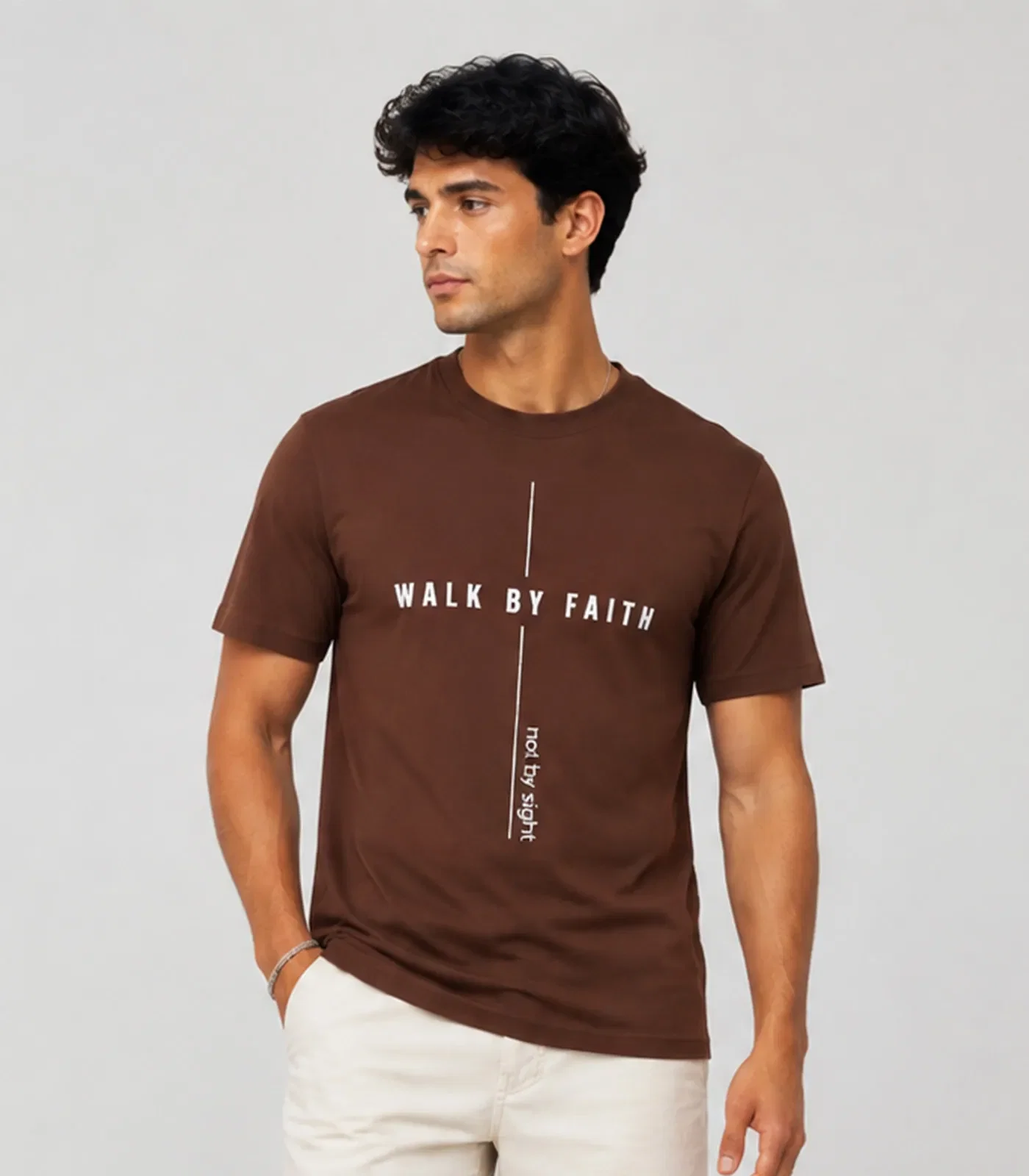 Camiseta Masculina Manga Curta Algodão Select Marrom — imagem 1