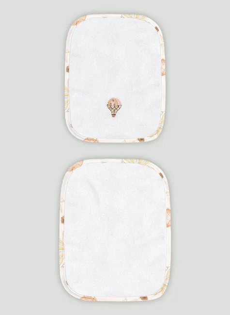 Kit de 2 Toalhas de Boca Comfy em Suedine Atoalhado de Balão (Branco) Up Baby