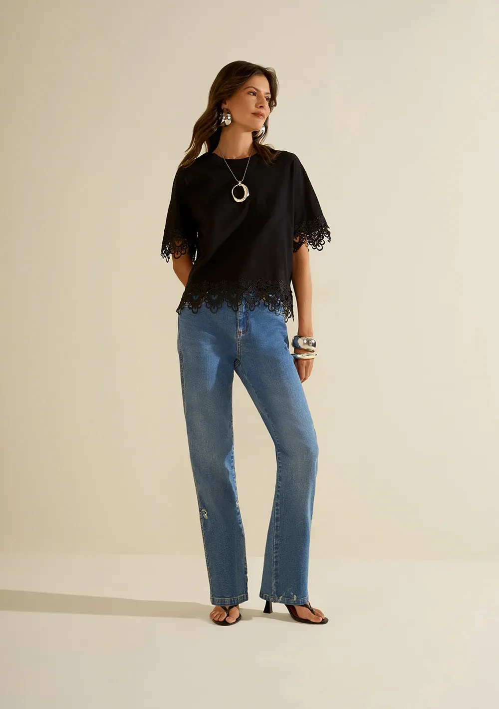 Calça Morena Rosa Reta Média Azul