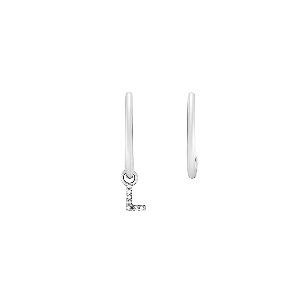 Brinco Letra L em Ouro Branco 18k com Diamantes — imagem 1