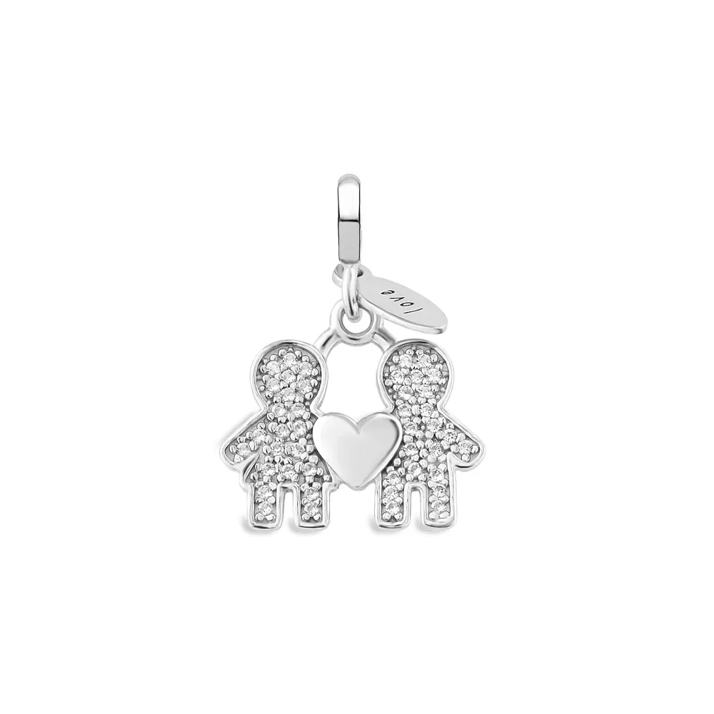 Pingente Life Amor Casal em Prata 925 com Pedras Incolores — imagem 1