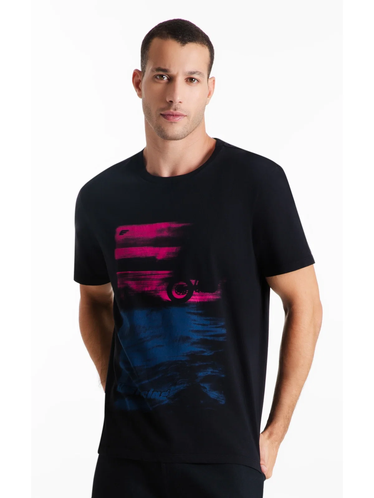 T-Shirt Cotton Fine Motorcycle Classic Preto — imagem 1