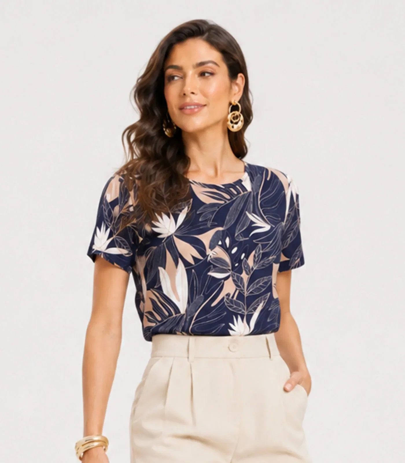 Blusa Feminina Estampada Infinita Cor Azul — imagem 1