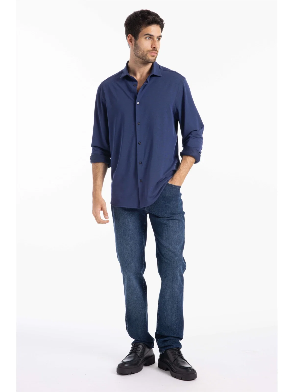 Camisa Knitted Stripes Classic New Italian Marinho — imagem 1