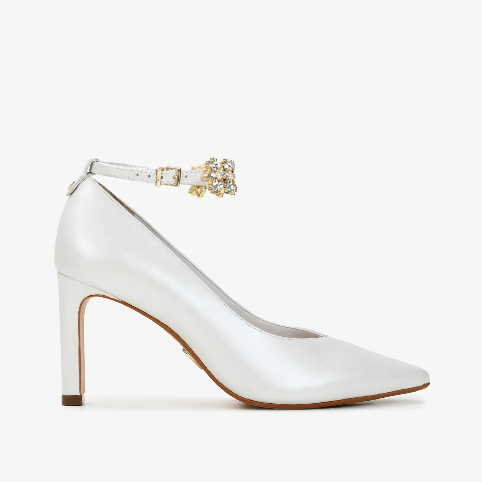 Scarpin Branco Say Yes Salto Médio Couro Acetinado — imagem 1