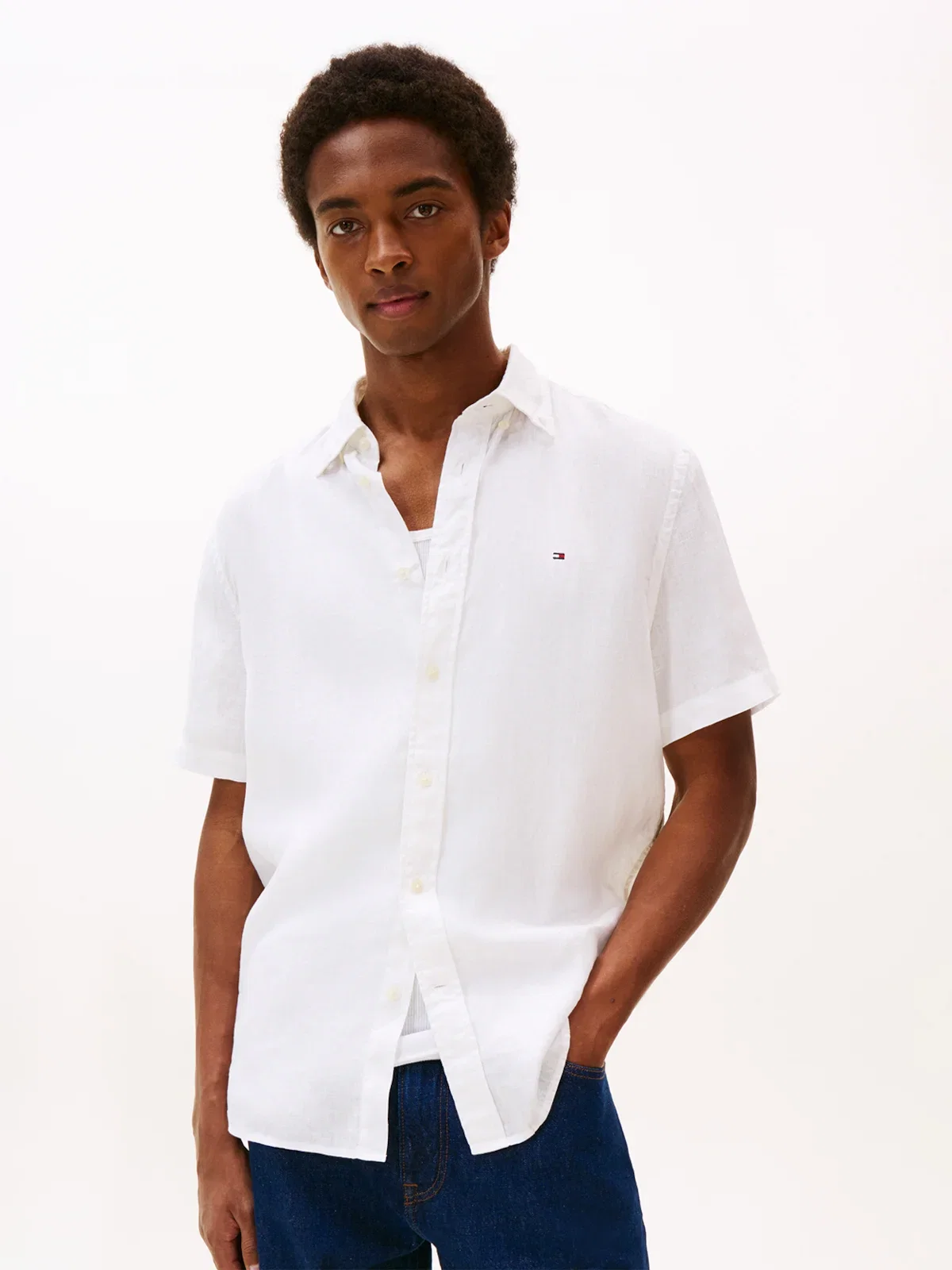 Camisa Manga Curta em Linho Washed Regular Fit — imagem 1