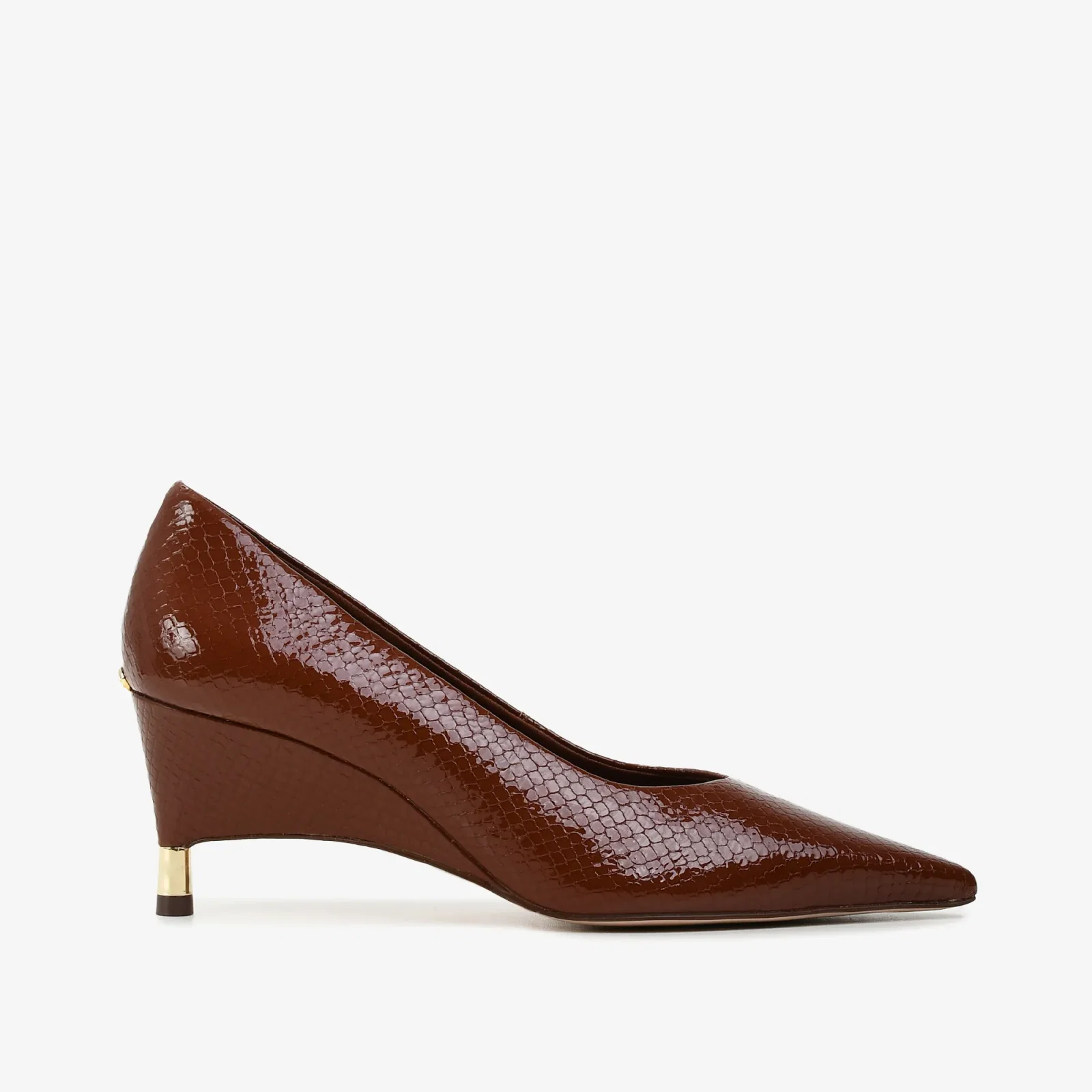 Scarpin Marrom Tabaco Couro Snake