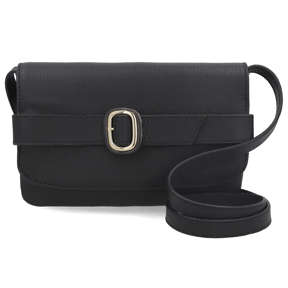 Bolsa Tiracolo Couro Preta