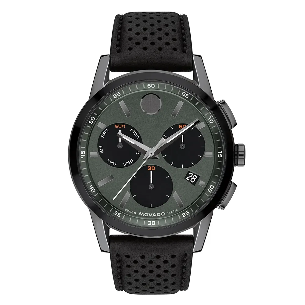 Relógio Movado Masculino Couro Preto 607896 — imagem 1