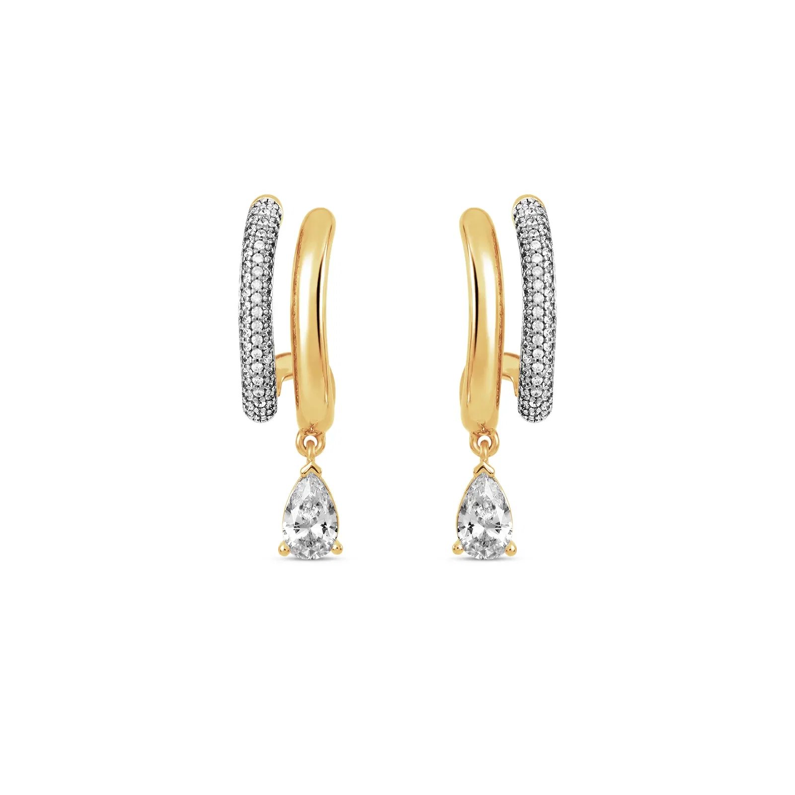 Argola Life Galaxy em Prata 925 com Banho de Ouro Amarelo 18k e Zircônias Incolores, 32mm — imagem 1